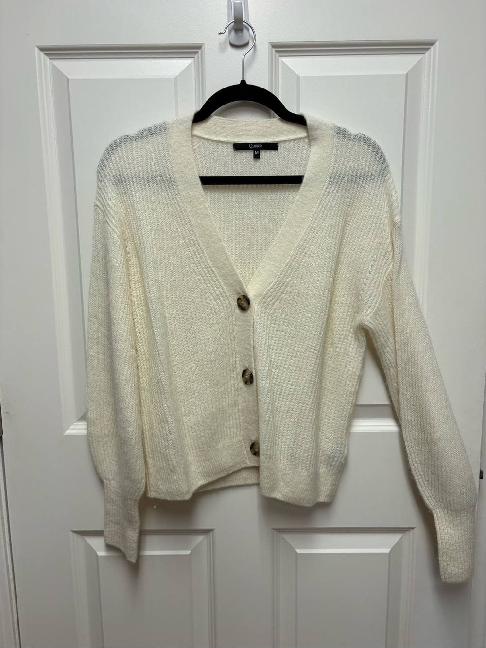 Off-White V-Neck Button Cardigan Sweater